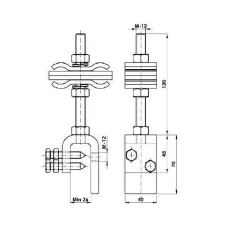 SOPORTES DE BAJADA PARA CABLE DE FIBRA OPTICA (OPGW) Ø:6-24MM MODELO SFO-CD-3-N ARAGCU AT2