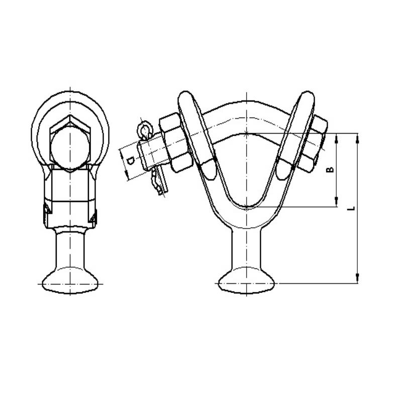 ADAPTADORES HORQUILLA BOLA TIPO “V” 12.5KN MODELO  HB-16 ARAGCU AT2