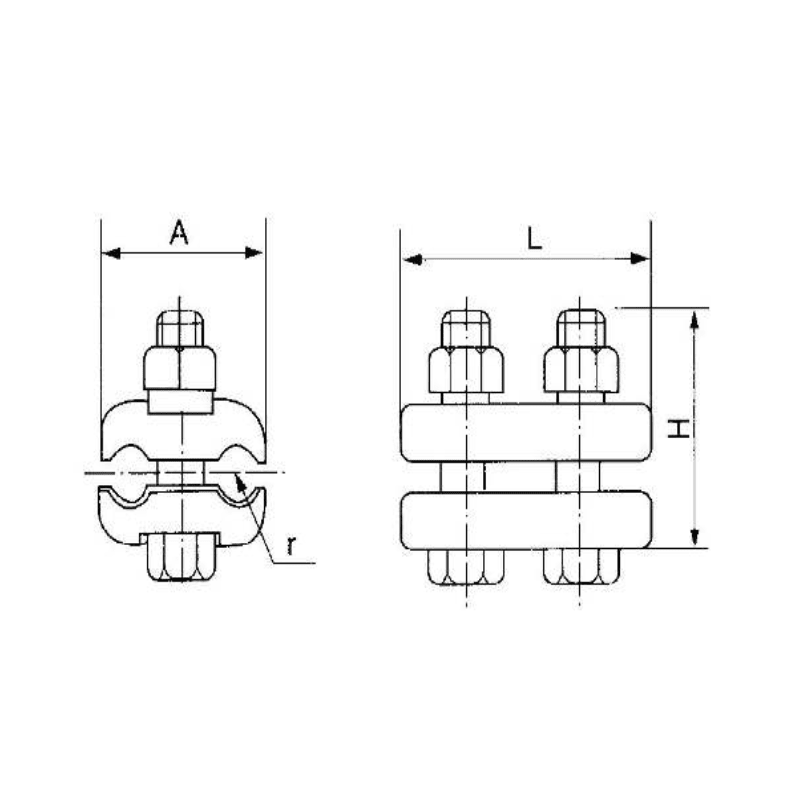 CONECTORES PARALELOS DE ACERO 50-70MM MODELO JBB-2 ARAGCU HE2