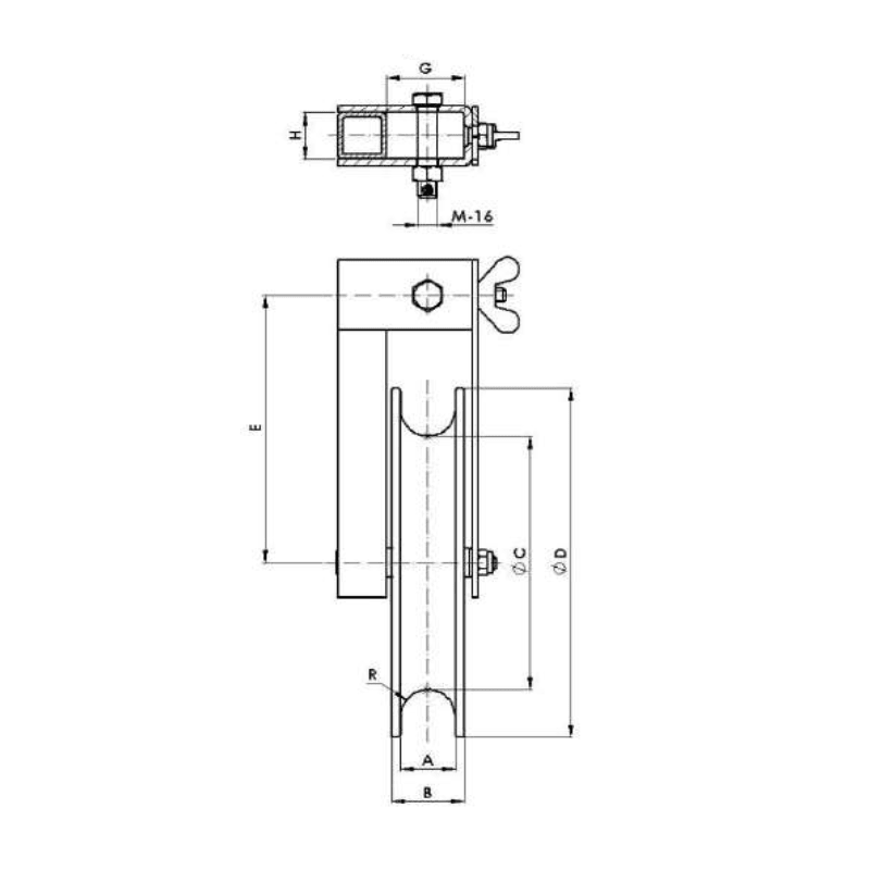 POLEAS PARA TENDIDO DE CUERDA SIMPLE NEOPRENO 3TN Ø:62.50MM MODELO CSP-140-RT / N ARAGCU AT2