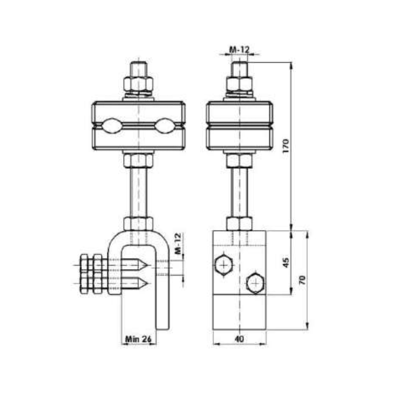 SOPORTES DE BAJADA PARA CABLE DE FIBRA OPTICA (OPGW) Ø:8-24MM MODELO SFO-CSD-3 / Ø ARAGCU AT2