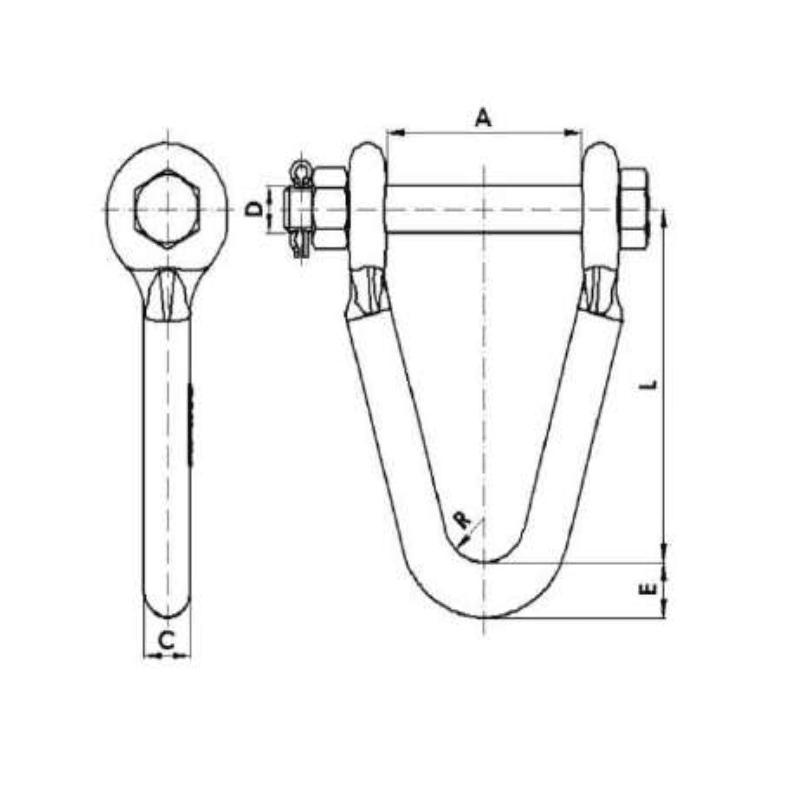 ADAPTADORES GRILLETE ESPECIAL 21KN L:135MM MODELO HS-22 / M16 ARAGCU AT2