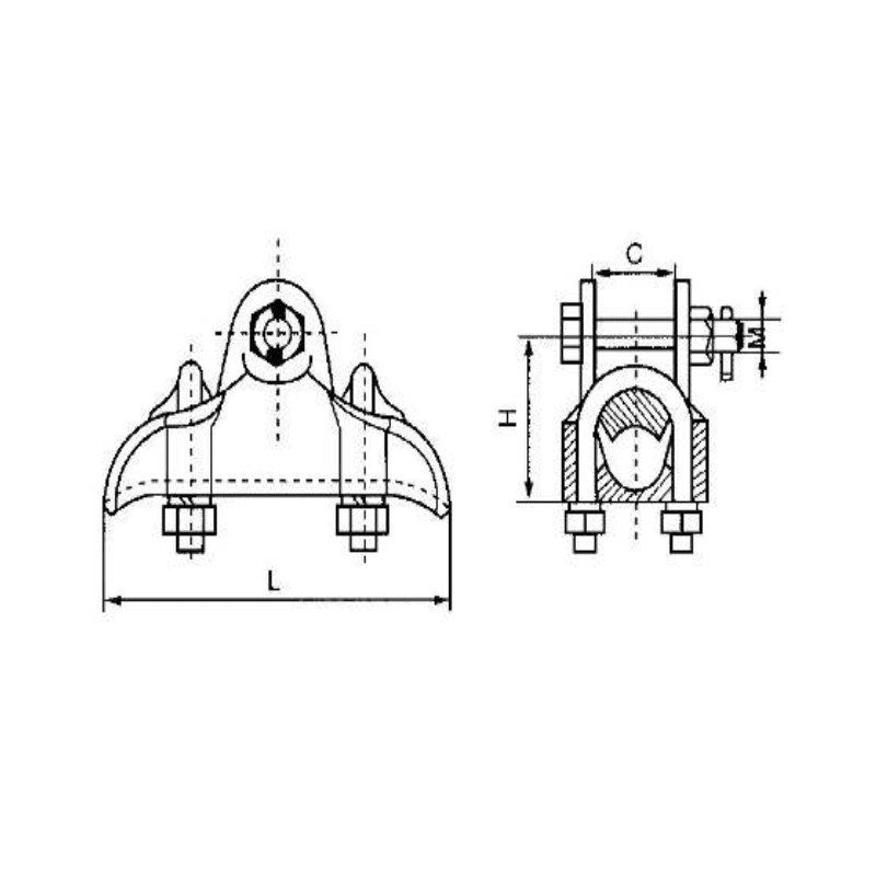 GRAPAS DE SUSPENSION ALUMINIO (TIPO BARQUITO) MODELO XGH-5 Ø23.0-32.0MM ARAGCU HE3