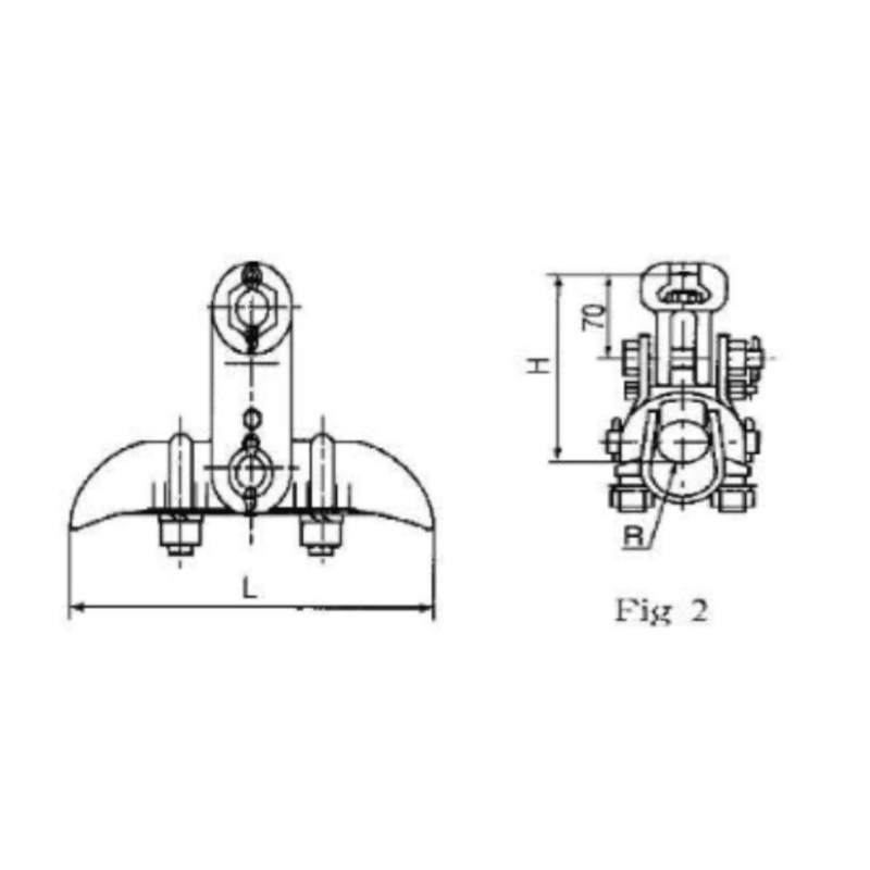 GRAPAS DE SUSPENSION HIERRO MALEABLE (TIPO BARQUITO) MODELO XGU-6F Ø34.0-45.0MM 60KN ARAGCU HE2