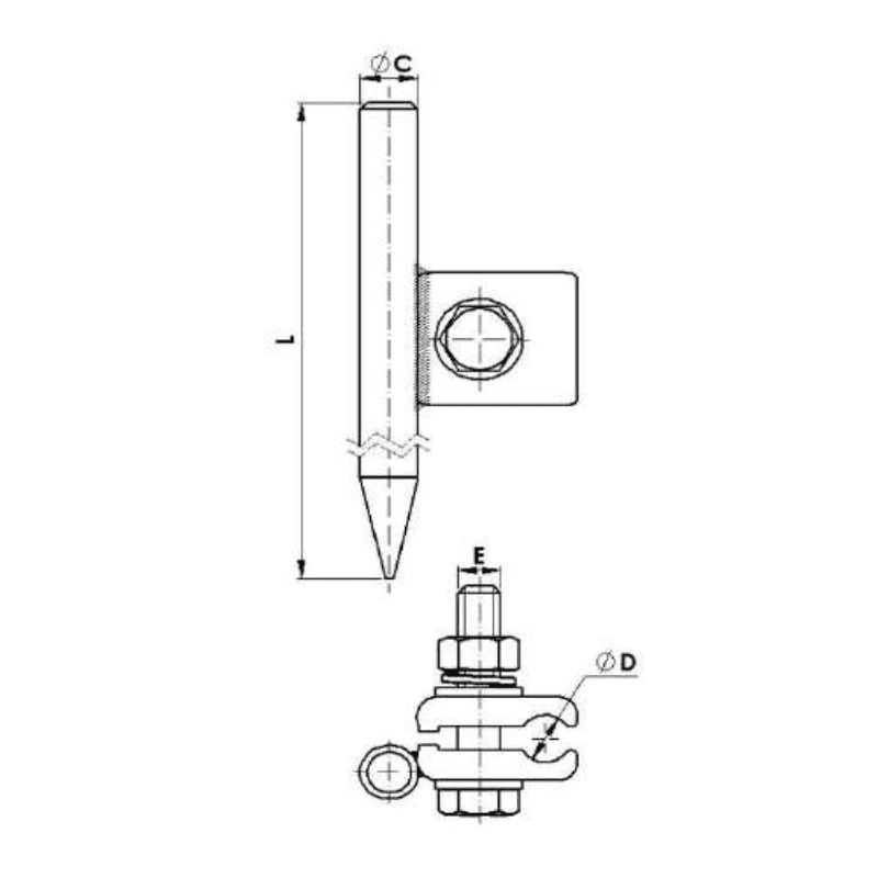 VARILLAS DE PUESTA A TIERRA CON CONEXION Ø:6-14MM L:3000MM MODELO PT-3000 / 16C ARAGCU AT2
