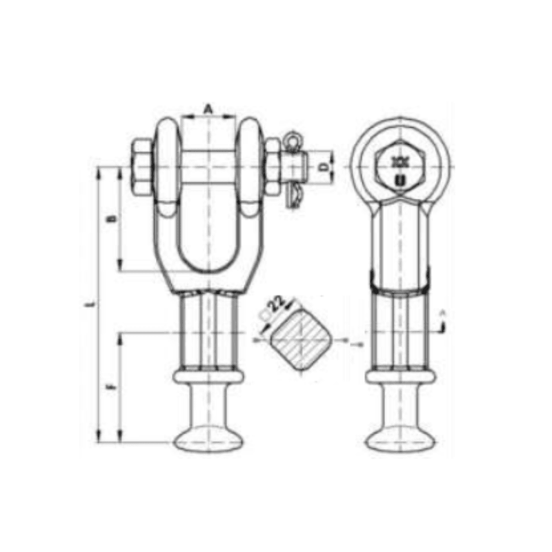 ADAPTADORES HORQUILLA BOLA 12.5KN MODELO HBP-16-P/M18 ARAGCU AT2