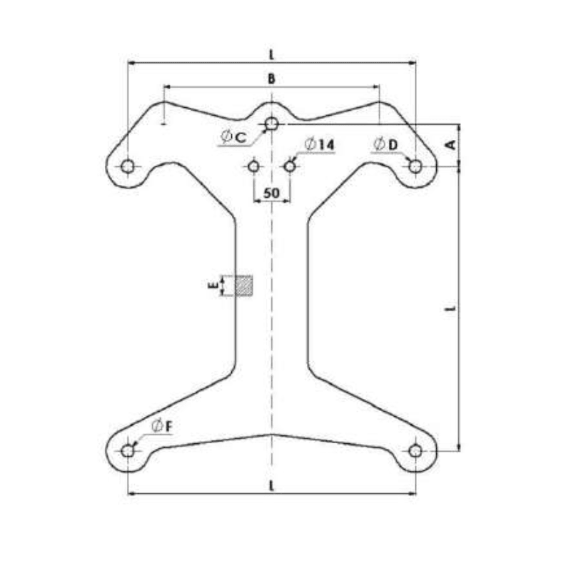YUGOS DE SUSPENSION CUADRUPLE Ø:20MM L:17.5X450MM MODELO YCSI-16-21/450 ARAGCU AT2