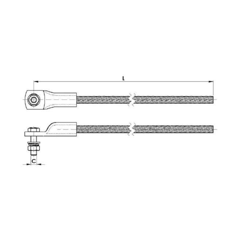 CONECTORES DE TIERRA ALUMINIO SIMPLE L.2000MM MODELO CC1TT-120x2000 / M12 ARAGCU AT2