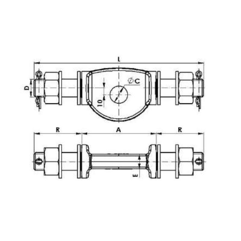 BISAGRAS GIRATORIA 16KN L:188MM Ø:M-20 MODELO MA-160 / M20 / Ø18 ARAGCU AT2