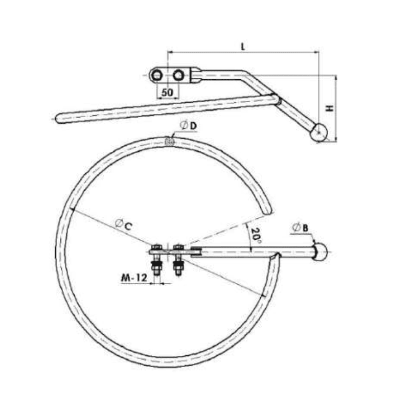 RAQUETAS ANILLO L:350X150MM MODELO DCAR-35/15 ARAGCU AT2