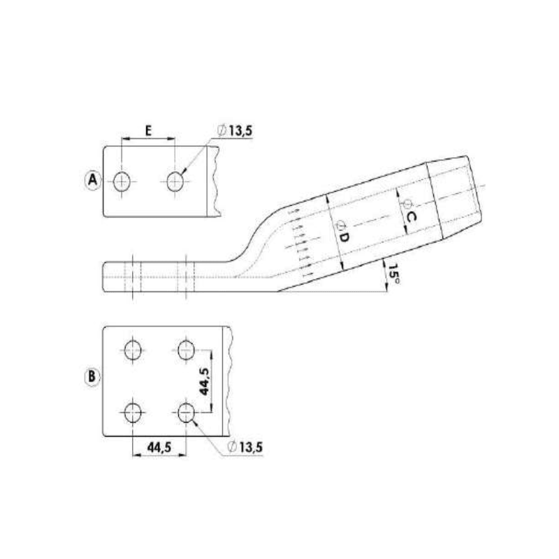 TERMINALES A COMPRESION ALUMINIO CURVADO Ø:20.6MM SERIE B ARAGCU AT2