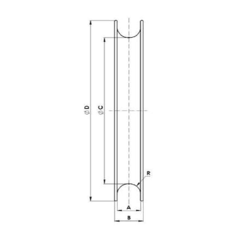 POLEAS PARA TENDIDO DE CUERDA SIMPLE NEOPRENO Ø:97MM MODELO P-650 / N ARAGCU AT2