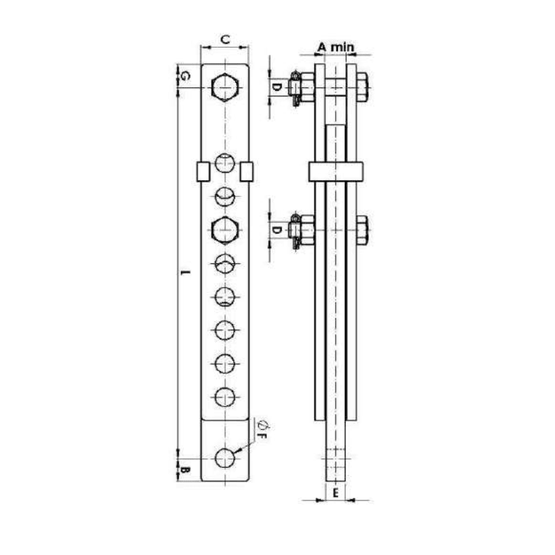 ENLACES DE EXTENSION REGULABLES L:534-868MM MODELO T-4 ARAGCU AT2