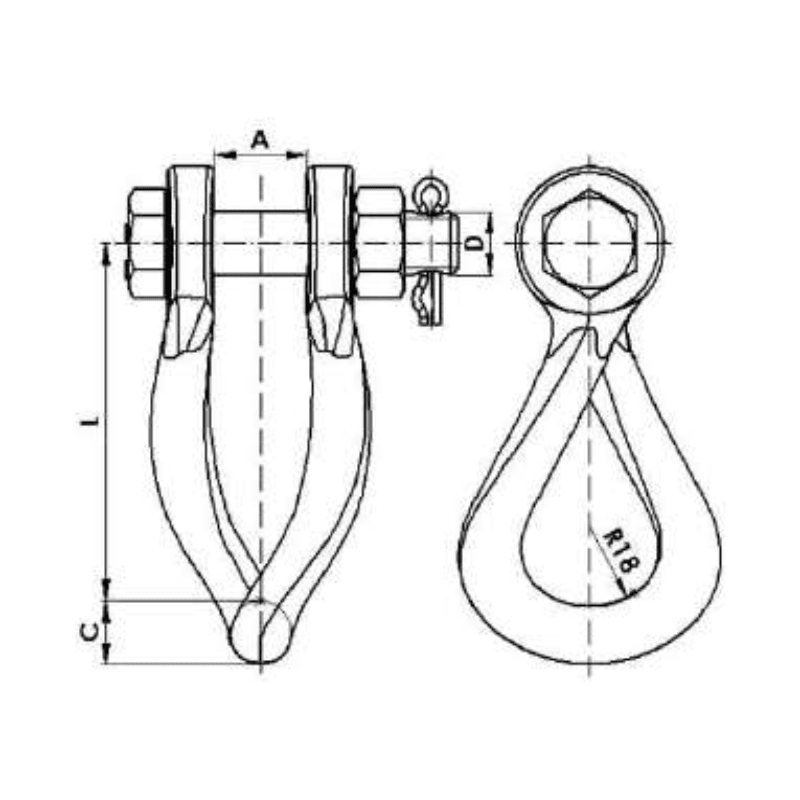 ADAPTADORES GRILLETE TORCIDO 12.5KN L:90MM MODELO GR-16-1T ARAGCU AT2