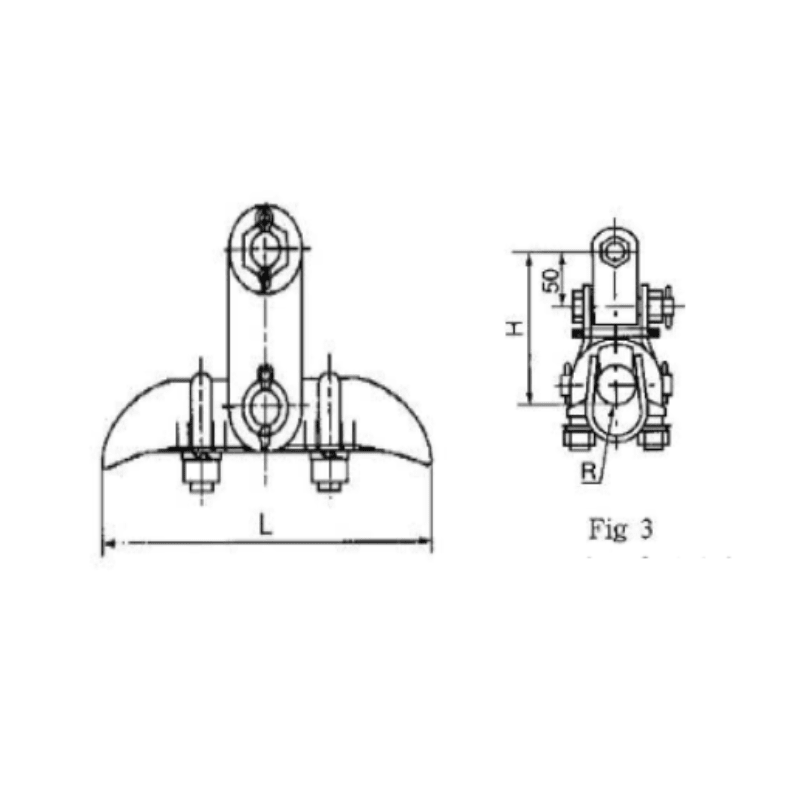 GRAPAS DE SUSPENSION HIERRO MALEABLE (TIPO BARQUITO) MODELO XGU-7B Ø45.0-48.7MM ARAGCU HE2