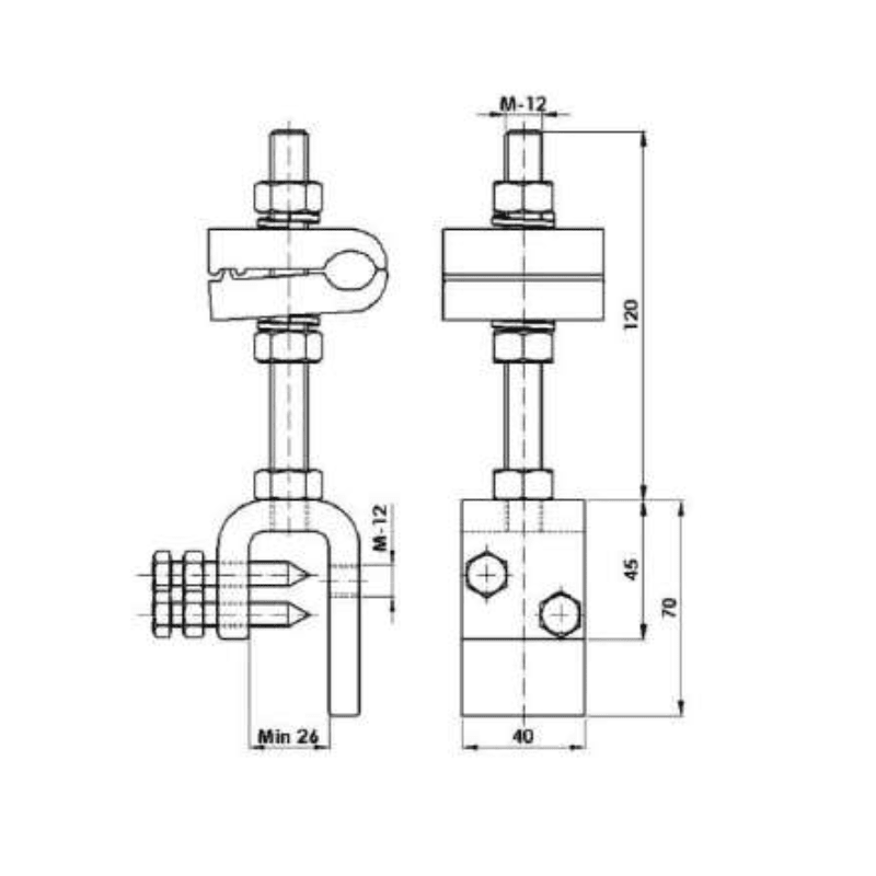 SOPORTES DE BAJADA PARA CABLE DE FIBRA OPTICA (OPGW) Ø:8-14MM MODELO SFO-CS-3 /8 -14 ARAGCU AT2
