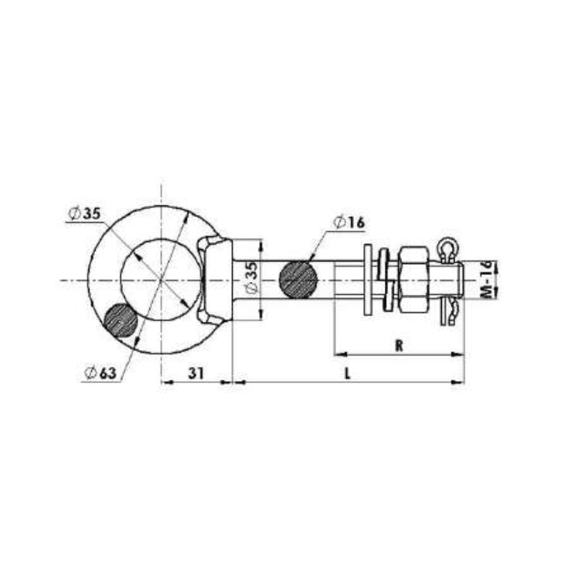PERNOS OJO MODELO TC-16-250 ARAGCU AT2