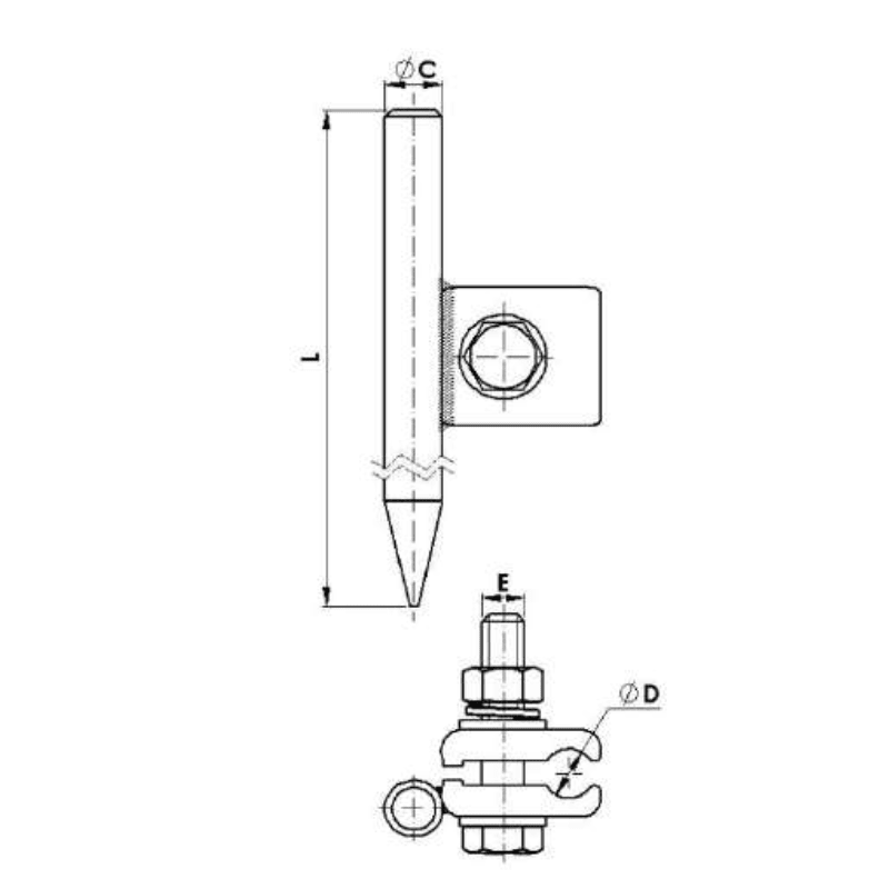 VARILLAS DE PUESTA A TIERRA CON CONEXION Ø:9-14MM L:3000MM MODELO PT-3000 / 16C ARAGCU AT2