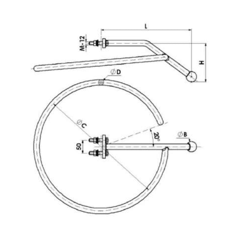 RAQUETAS ANILLO L:350X150MM MODELO DIAR-35/15/Ø22 ARAGCU AT2