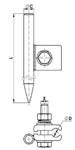 VARILLAS DE PUESTA A TIERRA CON CONEXION Ø:25MM L:2400MM MODELO PT-2400 / 16C ARAGCU AT1