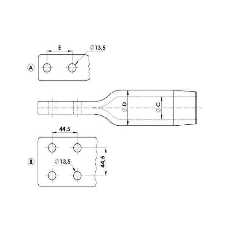 TERMINALES A COMPRECION RECTO ALUMINO Ø:25.4MM SERIE D ARAGCU AT2