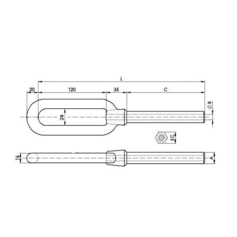 GRAPA A COMPRESION ACERO GALVANIZADO Ø:8.75-9.24MM MODELO GAC-9 ARAGCU AT2