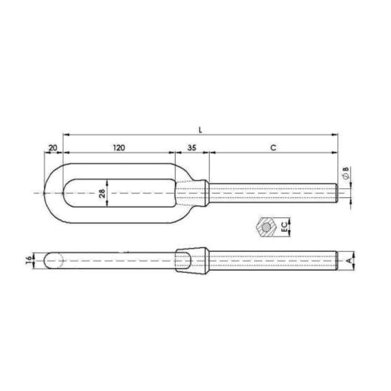 GRAPA A COMPRESION ACERO GALVANIZADO Ø:8.25-8.74MM MODELO GAC-8,5 ARAGCU AT2