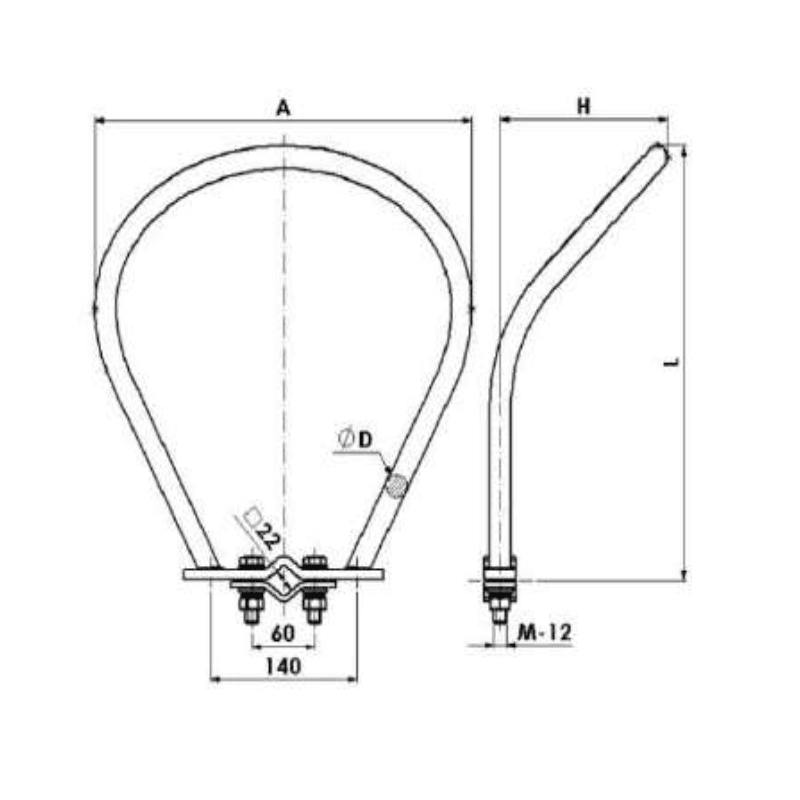 RAQUETAS ARQUEADAS L:375260MM MODELO RAC-37/26 ARAGCU AT2