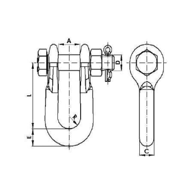 ADAPTADORES GRILLETE RECTO 46KN L:108MM MODELO GN-36-40 ARAGCU AT2