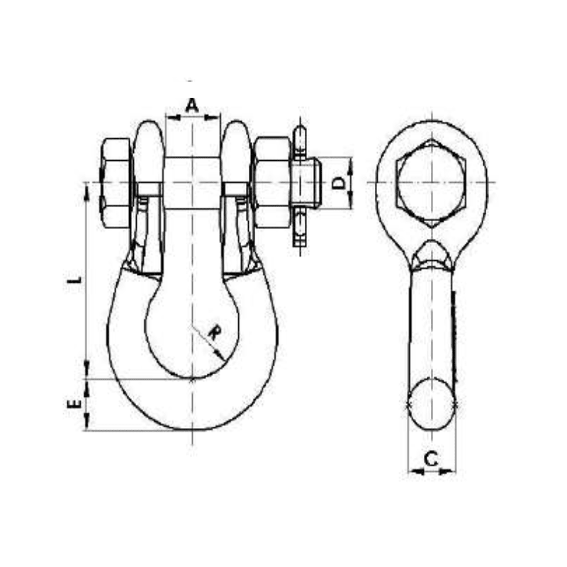ADAPTADORES GRILLETE LIRA 12.5KN L:60MM MODELO GN-16-BT ARAGCU AT2