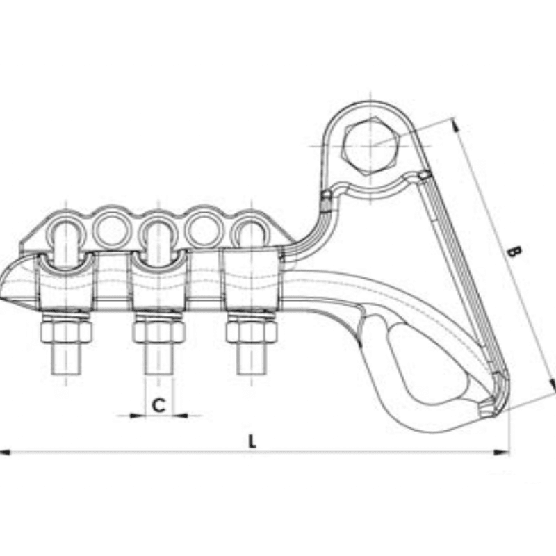 GRAPAS ANCLAJE TIPO PISTOLA 2 PERNOS ALUMINIO Ø:4-12MM MODELO GA-1 Ø14 ARAGCU AT2