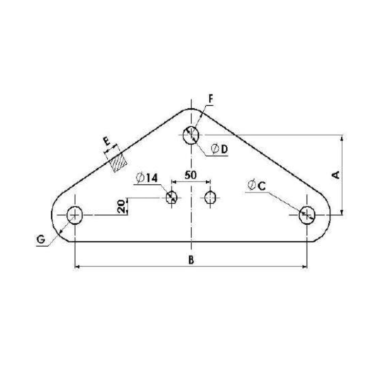 YUGOS TRIANGULARES Ø:22MM L:90X330MM MODELO Y-16/330-25 ARAGCU AT2