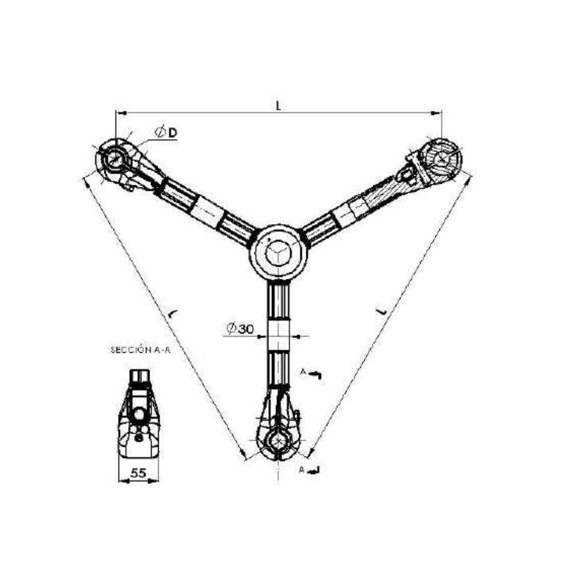 ESPACIADORES TRIPLES Ø:28-32MM MODELO L:450MM MODELO SP-3-3 / 28-32 / 450 ARAGCU AT2