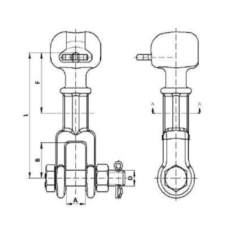 ADAPTADORES CASQUILLO HORQUILLA LARGO 12.5KN MODELO RH-16-P / M18 ARAGCU AT2