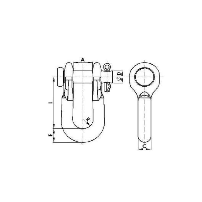 ADAPTADORES GRILLETE RECTO 10.5KN L:90MM MODELO GN-16-L ARAGCU AT2