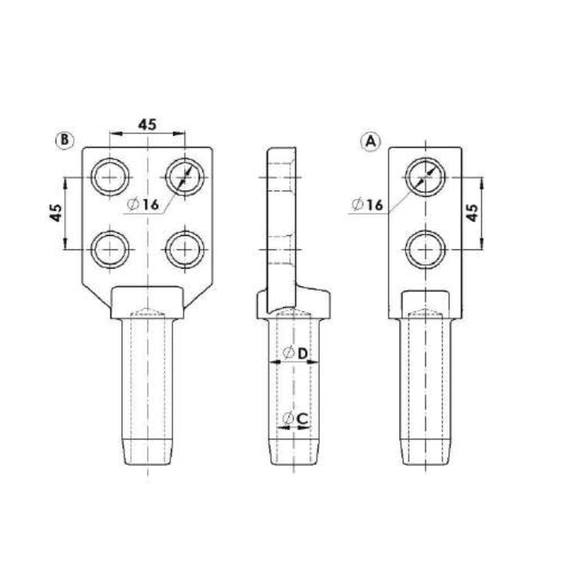 TERMINALES A COMPRESION ALUMINIO FORJADO Ø:30MM SERIE APDC-30XC ARAGCU AT2