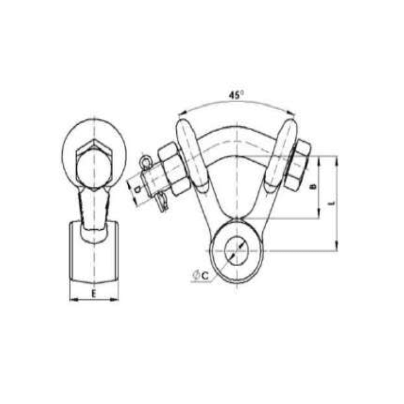 ADAPTADORES OJO HORQUILLA (TIPO V) 12.5KN Ø:M-18 MODELO HRV-16/45M ARAGCU AT2