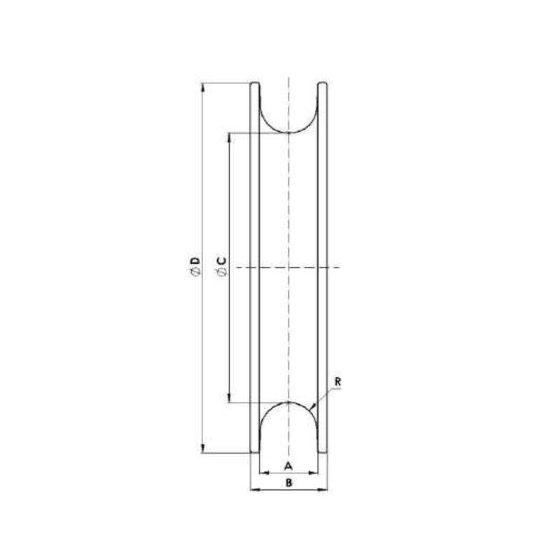 POLEAS PARA TENDIDO DE CUERDA SIMPLE Ø:30MM MODELO P-140 ARAGCU AT2