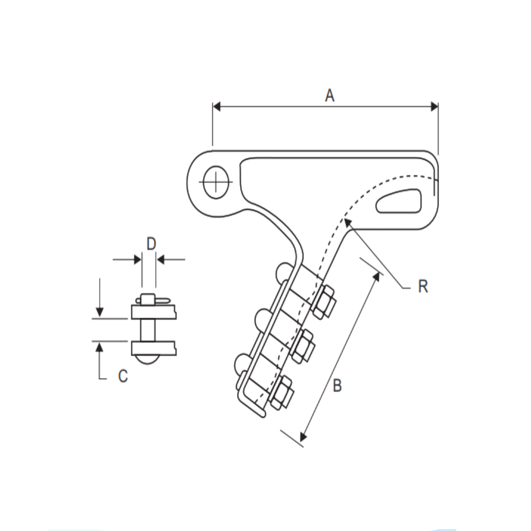 GRAPA DE ANCLAJE (TIPO PISTOLA) DE ACERO 4 PERNOS 35-140MM 111KN AP5455022 ARAGCU MT2