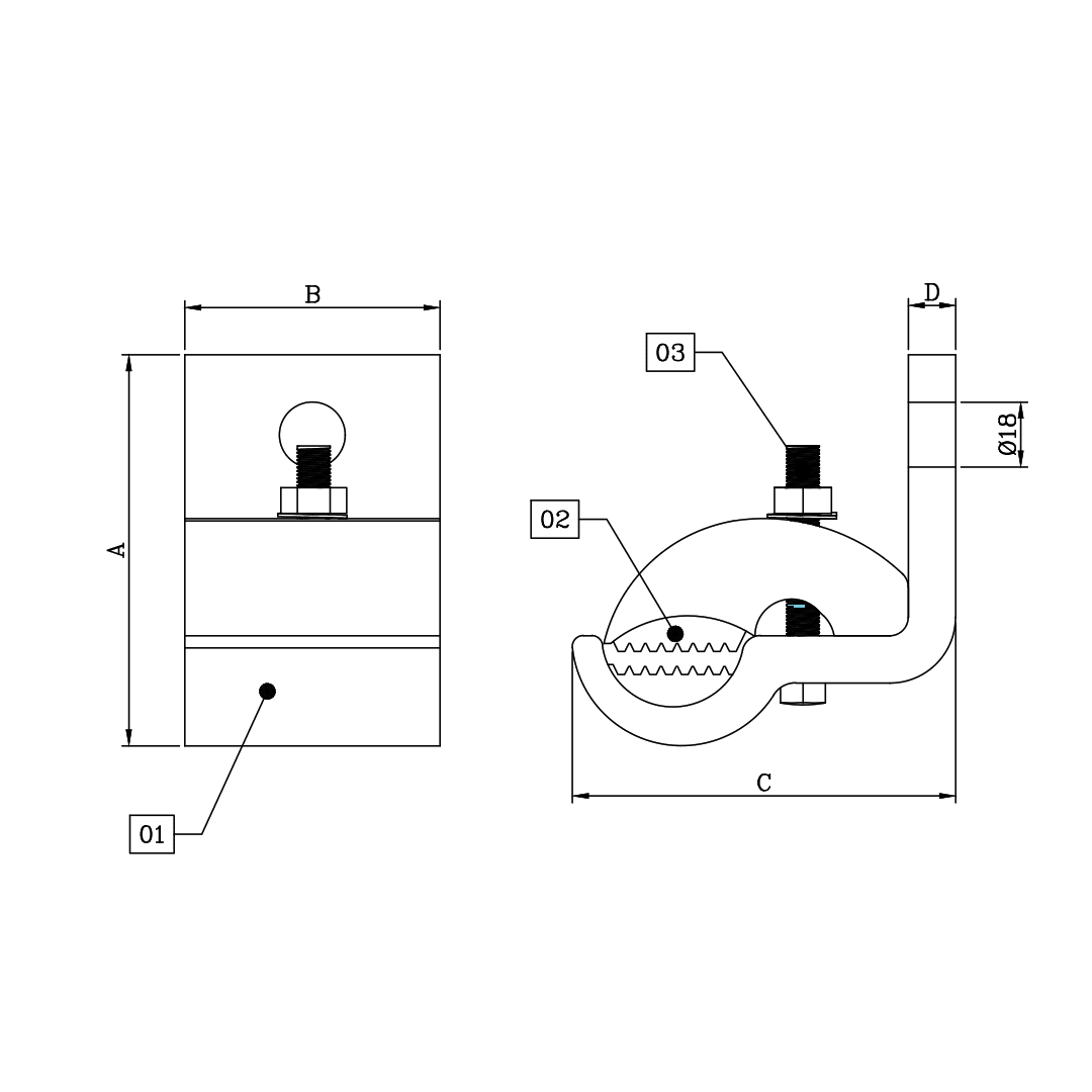 SOPORTE PASANTE PARA CABLES ADSS PARA VANO 200 M2S00002 ARAGCU FO2