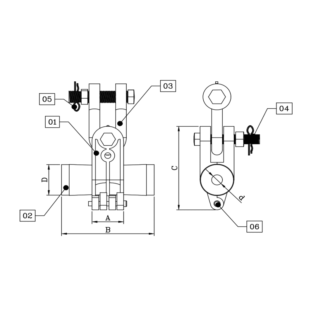 SOPORTE SUSPENSION SPAN 200 PARA CABLE ADSS 14KN D2S00005 ARAGCU FO2