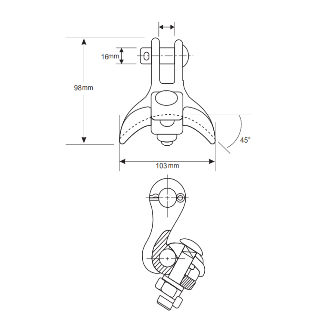 GRAPA DE ANGULO DE ALUMINIO 16-90MM 32KN AP5453004 ARAGCU MT2