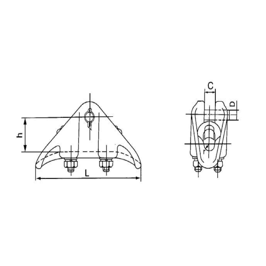 GRAPAS DE SUSPENSION ALUMINIO (TIPO BARQUITO) MODELO XGH-3A Ø12.4-17.0MM ARAGCU HE2