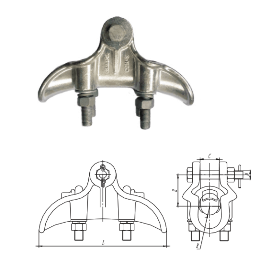 GRAPAS DE SUSPENSION ALUMINIO MODELO CGH-4 Ø18.0-26.0MM 40KN ARAGCU HE