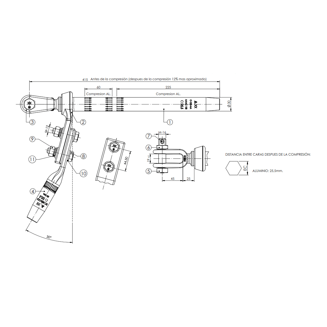GRAPAS A COMPRESION CH-120-AA PARA CONDUCTOR MODELO AAAC 120 ARAGCU AT