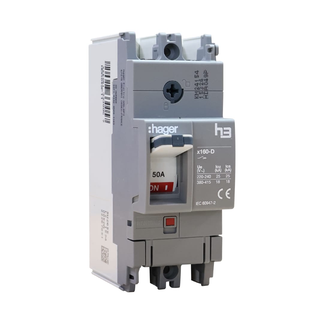 ITM CAJA MOLDEADA FIJO H3 X160 2P 50A TF/MF 25KA/240V HAGER1