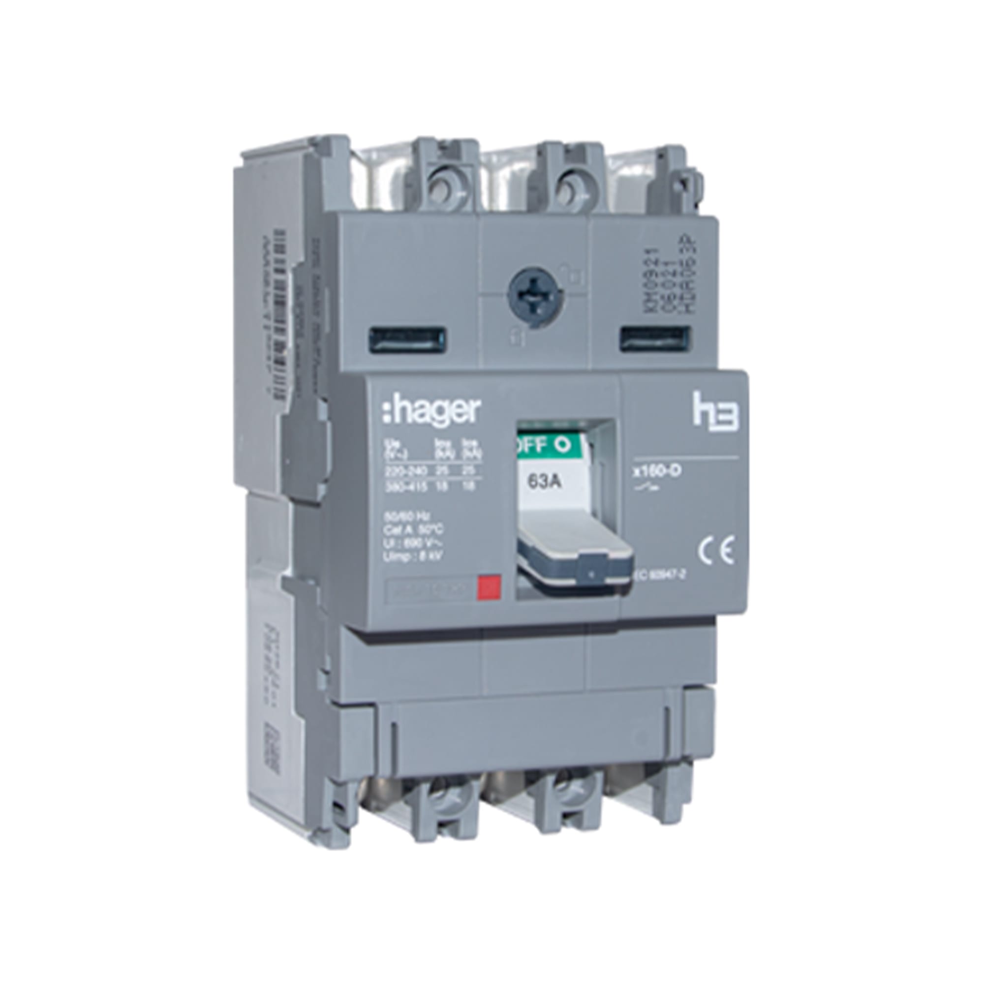 ITM CAJA MOLDEADA FIJO H3 X160 3P 63A TF/MF 25KA/240V HAGER