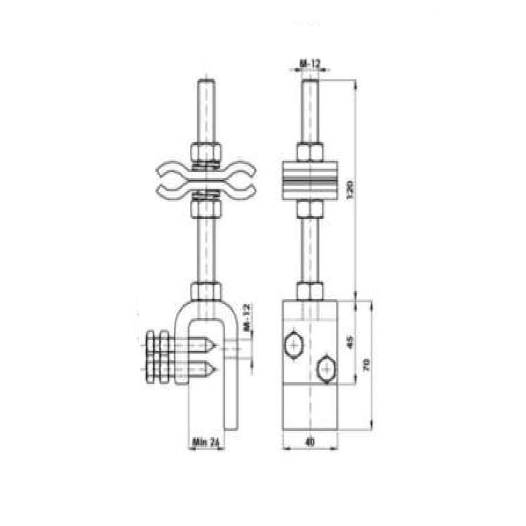 SOPORTES DE BAJADA PARA CABLE DE FIBRA OPTICA (OPGW) Ø:12-24MM MODELO SFO-CD-3 ARAGCU AT2