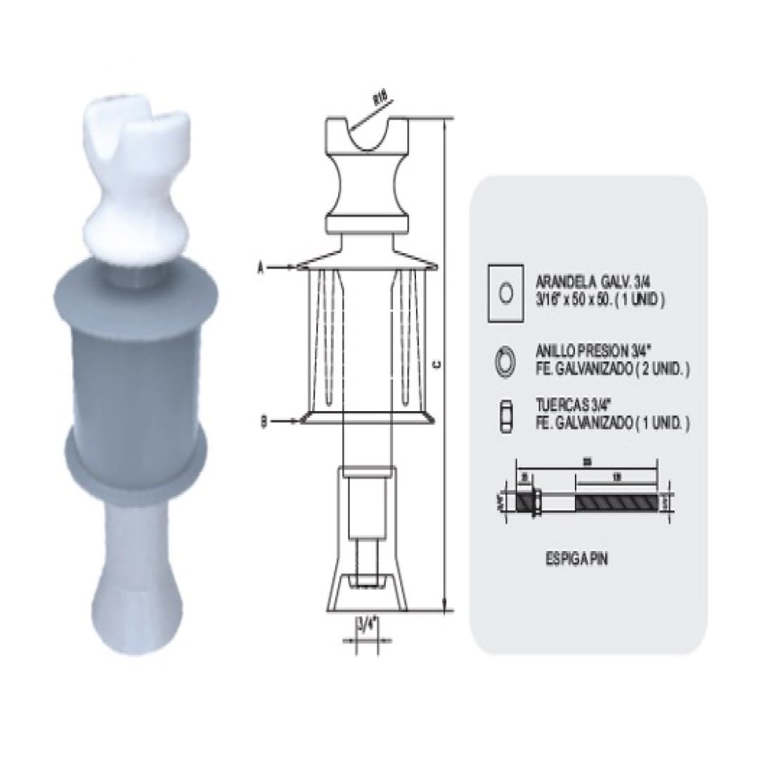 AISLADOR POLIMERICO TIPO PIN HIBRIDO STPC-28kV SILICON TECHNOLOGY