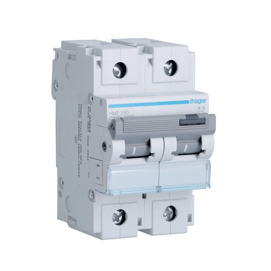 INT. RIEL TERMOMAGNETICO HLF 2P 100A. C 10KA/400V HMF290 HAGER1